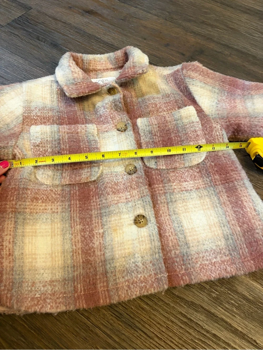 Zara Pink Plaid Wool Blend Oversized Quilted Lined Jacket Girls 2-3 Years